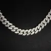 Factory Sale Mossanite Necklace Miami 2 Rows Sterling Sier 6mm Moissanite Cuban Link Chain