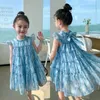 Robes de fille 2-8 ans Princess Girls Dress Summer Tulle Bow Decoration Party for Kids Birthday Prom Robe