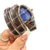 Dimensione 32 mm dell'orologio Ladies adotta la fascia diamanta di movimento a doppia tipo di serpente
