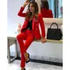 Sexy Red Women Jacket Fashion Ladies Pantsuit Costumes Womens Suits Blazer with Pants for Party Groom Custom Made