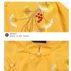 Polos femininos de bordado étnico bordado de bordado curto 2024 botão de mola de mola dividida vintage elegante e elegante slim shanfu camisa chinesa hanfu