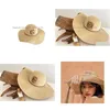 Wide Brim Hats Bucket 2024 Summer New Jacquard Embroidered Fisherman Hat Pieced Leather Woven Beach Sunshade St Drop Delivery Fashion Otaiy