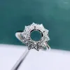Cluster ringen meibapj 6 mm ronde steen 925 sterling zilveren mode bloem zirkoon ring instelling diy lege houder voor vrouwen fijne charme sieraden