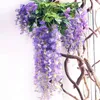 Dekorativa blommor 8st 7ft/PCS Artificial Wisteria Vine Flower Garland Rattan hänger för utomhusceremoni lila