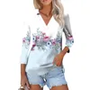 Polos femminile Summer Fashion T-shirt T-shirt Casual Stampato a V-Neck Sette Pollover a maniche Elegante Blusa Ropa Mujer Juvenil