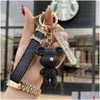 Keychains Lanyards Designer Key Chain Luxury Bag Charm Female Cute Bear Ring Fashion Fur Ball Pendant Trendy Accessories Number Plate Ot9Mv