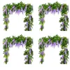 Dekorativa blommor 8st 7ft/PCS Artificial Wisteria Vine Flower Garland Rattan hänger för utomhusceremoni lila