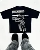 Street American Hip Hop Vintage Machine Gun Alphabet Print Oversized T-shirt voor mannen Y2K Harajuku Fashion Goth Style Shirt 240516