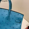 Bolsas desigenr bolsas de avestruz couro 5a genuíno handswen saco de grife artesanal de cera de luxo embrulhado no botão azul sul com logotipo alto