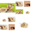 Wide Brim Hats Bucket 2024 Summer New Jacquard Embroidered Fisherman Hat Pieced Leather Woven Beach Sunshade St Drop Delivery Fashion Otaiy