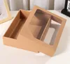 Large Simple Kraft Paper Box With Window Heaven And Earth Cover Packaging Box Towel And Bath Towel Storage Box