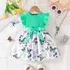 Sukienki dla dziewczynki sukienki dla dzieci 6-36 miesięcy bawełniane rękawy śliczne motyl kwiat Summer Princess Sukienka nowonarodzona dziecięcy sukienka wx wx