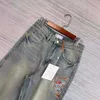 Jeans femininos Nanyou de alta qualidade xiaoxiang 24 primavera/verão novo estilo antigo bordado chinês gradiente de cintura reto macio para mulheres