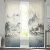 Trattamenti per finestre# Montagne paesaggistiche Acqua Acqua Terrette per il soggiorno Sheer Tulle Valance Cucina Terrena Vogerazione Drape da letto Y240517