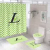 Designer Bathroom Curtain Classic Logo Printed Bathroom Curtain Floor Mat Set of Four Pieces Bathroom Toilet Mat home decoration