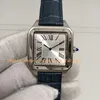 Z papierami pudełkowymi Średniej wielkości zegarek Panie Mężczyźni 38 mm kwarc WSSA0023 Dumont Srebrna tarcza ze stali nierdzewnej niebieskie skórzane paski zegarki męskie męskie zegarki męskie