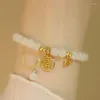 Bracelet de style chinois Strand Hetian Chine 6 mm White Hand String Femme Designer Year DIY Gift à la main Bangle Girl Girl