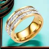 Ringpatrros Designer niemals verblassen Diamant Edelstahlring für weibliche und luxuriöse Girls Style Titanium nicht verblasst vielseitig einfach.