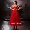 Party Dresses Sweetheart Spaghetti Straps Lace Pleats Zipper Tulle -Length A-Line Formal Evening Dress Vestido De Noche