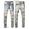 paarse jeans herenontwerper quilten gescheurd voor trend vintage pant solide klassieke rechte jean voor mannelijke motorfiets pant mens rock revival paars merk jeans 751