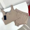 Damski top zbiornika + szorty dwupoziomowy luksusowy projektant kamizelki sportowej i seksowne majtki damskie bieliznę kobiet