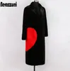 Nerazzurri hiver noir manteau en fausse fourrure avec coeurs d'amour rouge