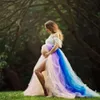 Rain-en-ciel de la maternité de maternité en tulle pour séance photo à épaule partout avant tutu baby shower de mariage robe de demoiselle d'honneur