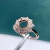 Cluster ringen meibapj 6 mm ronde steen 925 sterling zilveren mode bloem zirkoon ring instelling diy lege houder voor vrouwen fijne charme sieraden
