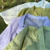 Frauenpolos Heller Quadrat -Kragen Halbschlärm Kurzes Hemd vielseitig täglich Hanfu