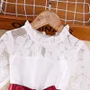 Barn 4-7 år Vit spetsskärmstativ Stativ Långärmad för eleganta flickor Princess Baby Girl Dress L2405