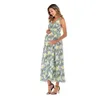 Zwangerschapsjurken zwangerschap V-hals sexy midi dames mouwloze kleding zomeromslag lange babydouche jurk