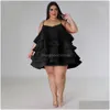 プラスサイズのドレスイブニングドレスフリルショートルーズパーティードレス女性デザインファッションエレガントな衣装2023スプリングカジュアルラグジュアリーガウンDrDHB0E