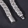 2024 New Design Iced Out Bracket 10Mm Sterling Sier VVS Moissanite Diamond Baguette Buckle Tennis Chain Necklace
