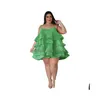 プラスサイズのドレスイブニングドレスフリルショートルーズパーティードレス女性デザインファッションエレガントな衣装2023スプリングカジュアルラグジュアリーガウンDrDHB0E