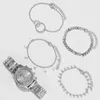Orologi da polso 5 pezzi di orologio in quarzo set da donna in argento round round 3 occhi in lega orologio da polso dono rina per gioielli