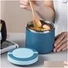 Ensembles de vaisselle pour petit-déjeuner tasse de soupe bol en acier inoxydable boîte à lunch portable bouillie de stockage thermique Bento scellé avec poignée dhnm5