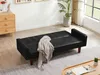 Cama de la sala de estar de doble plegable convertible zk20, botones de cuero con mechones de cuero PU extraíbles de madera