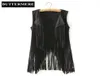 Buttermere Brand Clothing Fringe Suede Vest Women Faux Leather Sleeveless Jacket Tassel Ethnic Waistcoat Black Brown Chalecos1807813