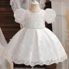 Baby Bow Birthday Princess Robe Elegant Girl Broidery Flower Bouded Baptême Baptême TUTU KIDES Costume de fête de soirée officielle 240514