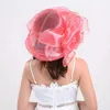 1 st elegant Bow Lady Hat Summer Organza Wide Brim Sunscreen Derby Hats for Women Church Wedding Beach Sun Cap 240425