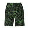 Men's Shorts Board Shallow Water Stylish Swim Trunks Green Vortex Print Fast Dry Sports Oversize Short Pants
