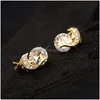 Pendientes Collar Juego de joyas chapadas en oro Fashion Dolphin Charms Cubic Zircon Zirconia Diamond Stud Earring para gota Delive Dhkjo