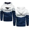 Överdimensionerad herr tröja hoodie hip hop streetwear mustang biltryck utomhus trend sport herr hoodie pullover topp