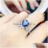 Cluster Anneaux Natural Real Blue Topaz Ring Love Heart Style de luxe par bijoux 8 8 mm 2.5ct Gemstone 925 Sterling Sier Fine J23946 DR DHG4V
