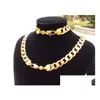 Armband halsband viktig tung 24k stämpel real gul fast guld 23,6 män set 12mm trottoarkedja 600 mm smycken mint-märke bokstäver 100% otpx5