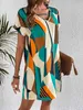 Basic Casual Dresses Cross border European and American womens fashion elegant geometric pattern printed dress Y240515
