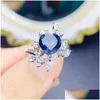 Cluster Anneaux Natural Real Blue Topaz Ring Love Heart Style de luxe par bijoux 8 8 mm 2.5ct Gemstone 925 Sterling Sier Fine J23946 DR DHG4V