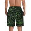 Men's Shorts Board Shallow Water Stylish Swim Trunks Green Vortex Print Fast Dry Sports Oversize Short Pants