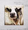 cute cow Hand Painted Contemporary Abstract Wall Decor Cartoon Animal Art Oil Painting Multi customized sizes Framed ynqp A0587638029