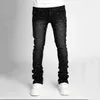 Herren Jeans European Personty Stapelte Jeans für Männer Slim Fit Dehnes Perlen Mans neue Designerjeans T240515
